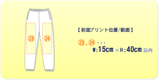前面・袖のプリント位置/サイズ